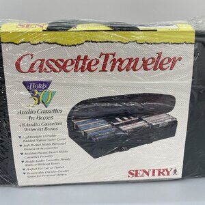 Vintage Sentry Travel Cassette Tape Carrying Storage Case Tote Soft Shell Black